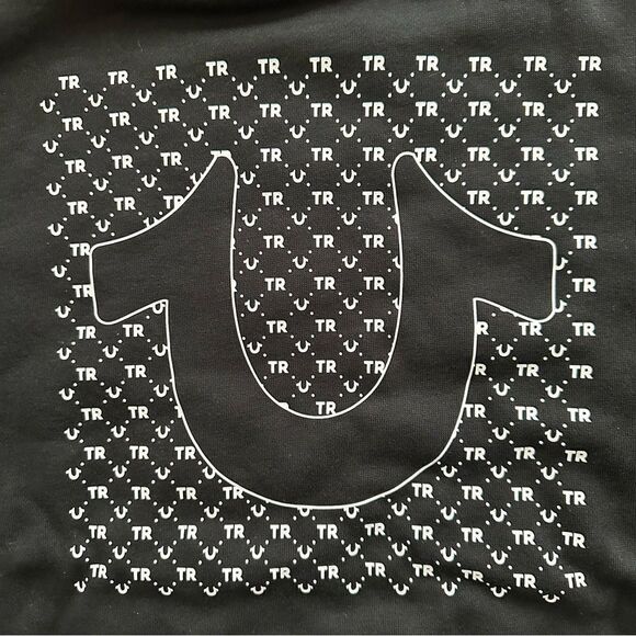 True Religion Horseshoe Logo Raised Micro TR Hoodie XL Style 107188 Jet Black - Picture 6 of 7